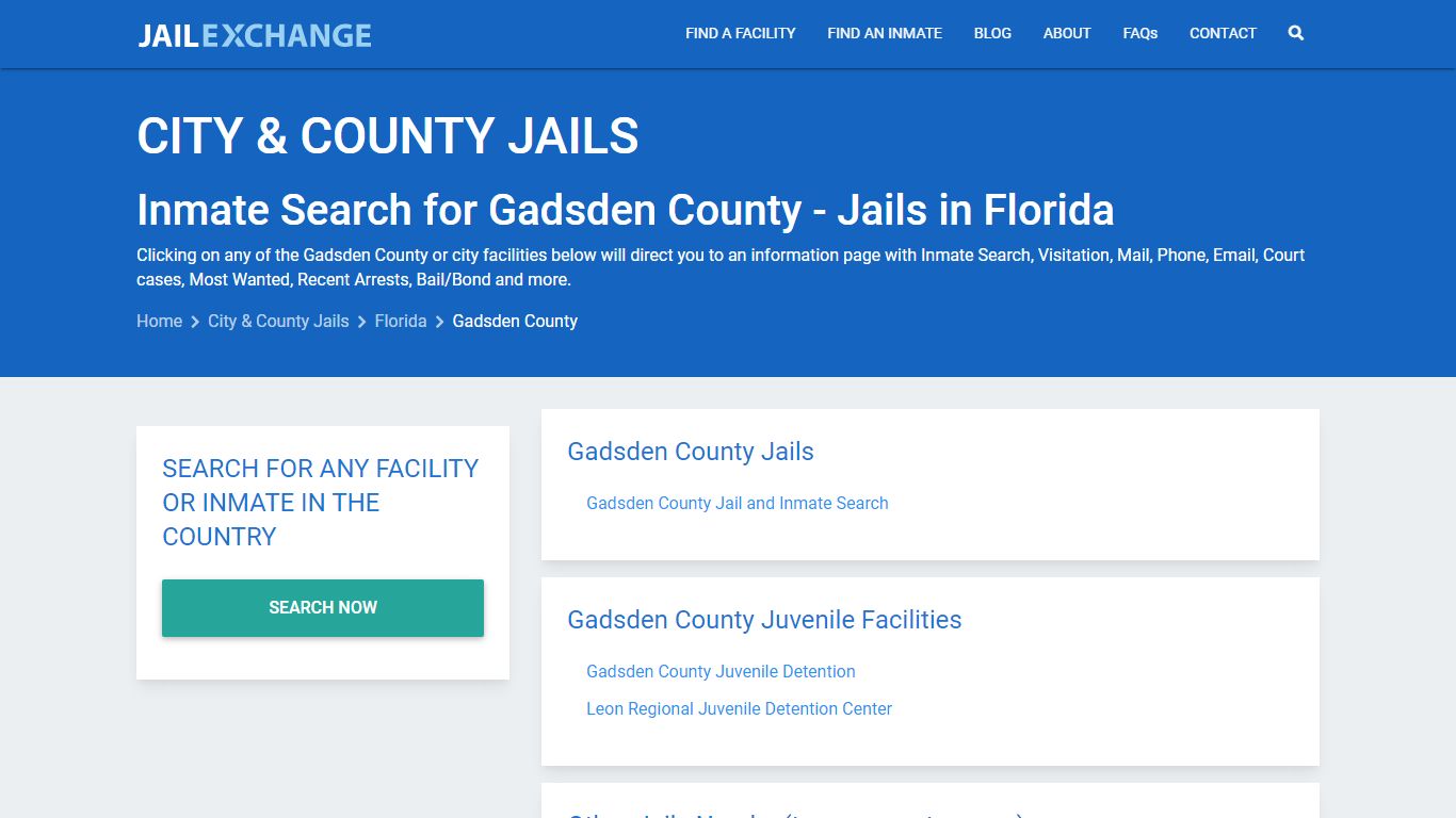 Inmate Search for Gadsden County | Jails in Florida - Jail Exchange